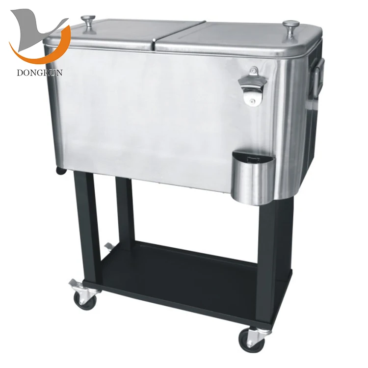 60QT Cart Patio Cooler rolling patio beer ice cooler cart