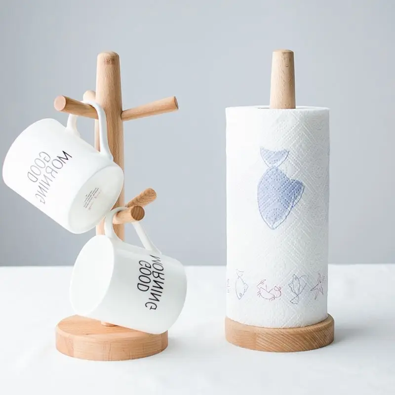 
Beech wood roller holder with thick base 
