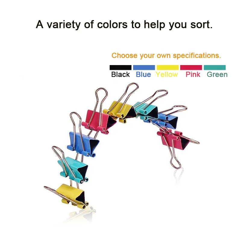40pcs/box 19mm Metal Binder Clip Paper Clip Clamp Colorful Custom Binder Clips Paper Clamps School Binding Supplies