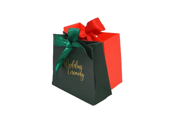 
China Manufactures small White Luxury Carrier Wedding jewelry candy Custom Logo Printed Paper Gift Bag With Handle and ribbon 