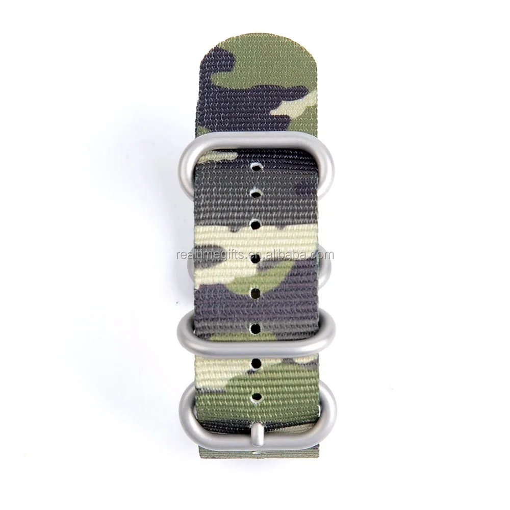 Deluxe camo style 20mm 22mm fabric nylon military watch strap for zulu