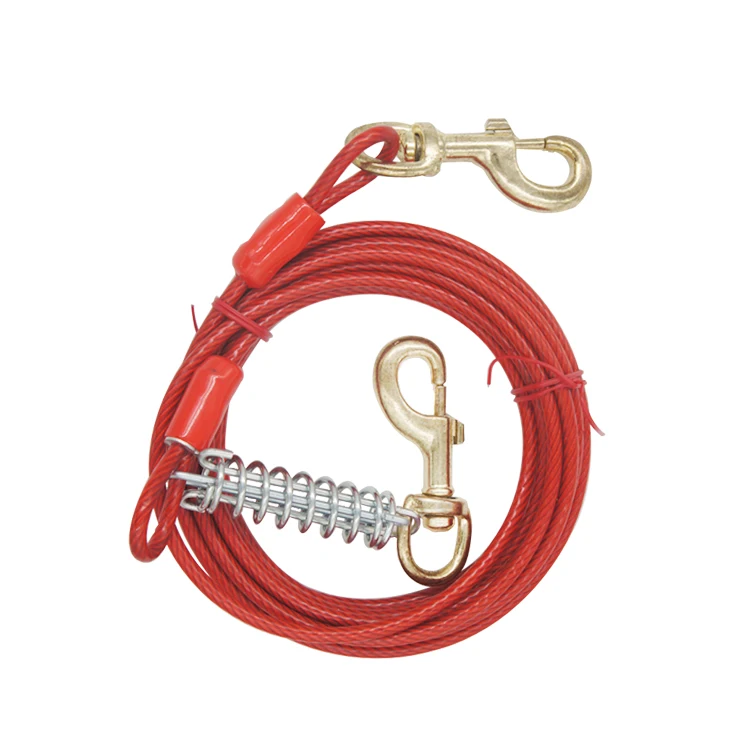 GaoSheng PVC coated steel wire rope hand free dog tie-out cable with heavy duty spiral dog stake