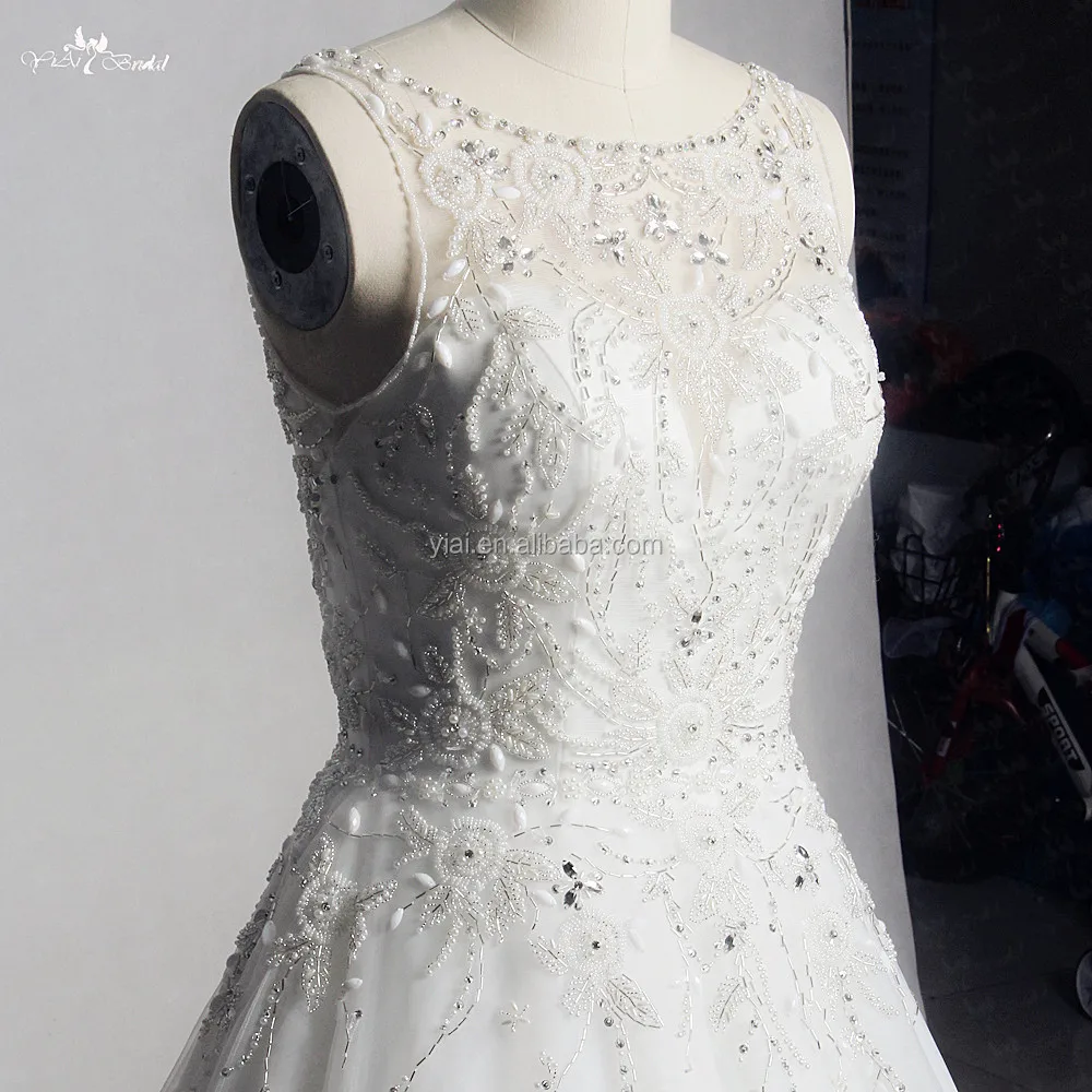 RSW1329 A Line Crystal Beads For Luxury Wedding Dress