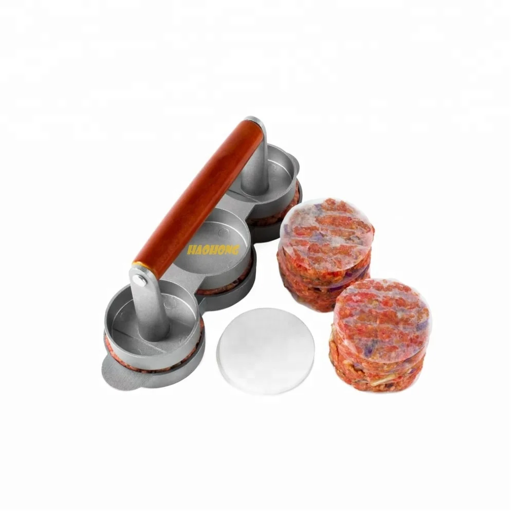 high quality Aluminum 3 slot mini hamburger patty maker burger press