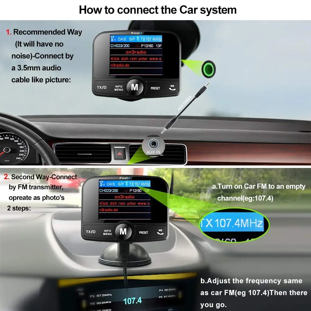 In Car Digital Radio DAB/DAB+ / DAB FM Transmitter Combined With Magnet Antenna Easy to Install And Get Strong Signal