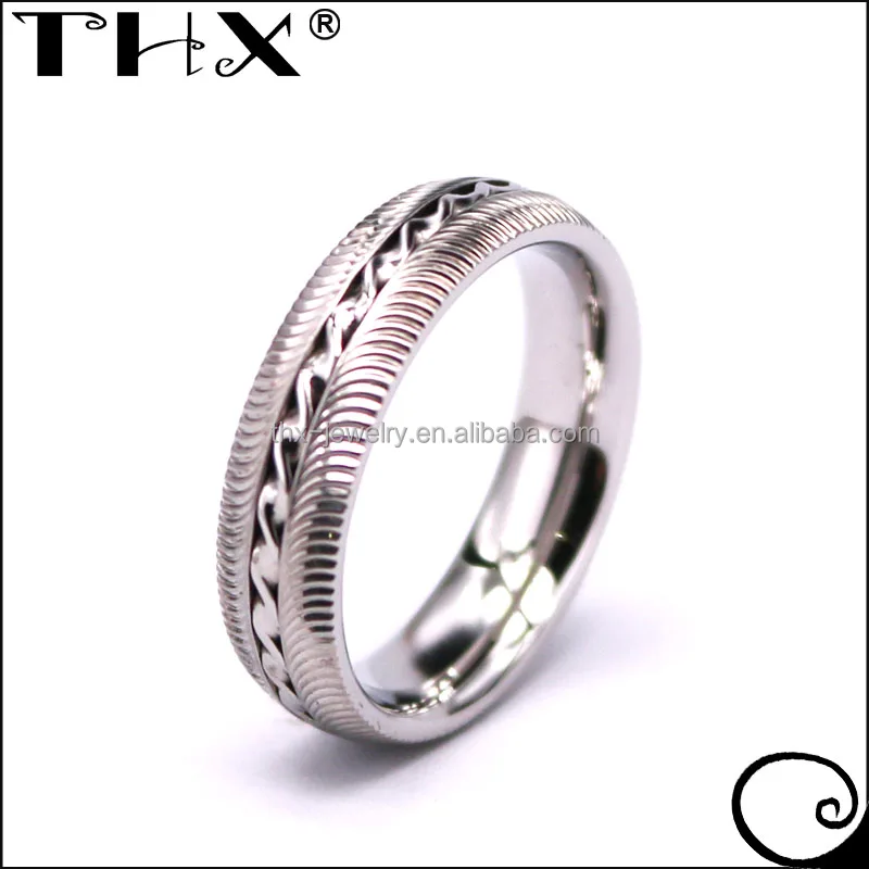 Custom Made Bold Unique Titanium Band Fashion Carved Design Titanium Wave Ring Engraved Titanium Tire Ring