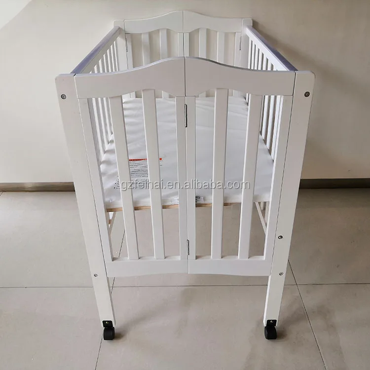
Factory price New Zealand pine baby cot white for hotel use 4 