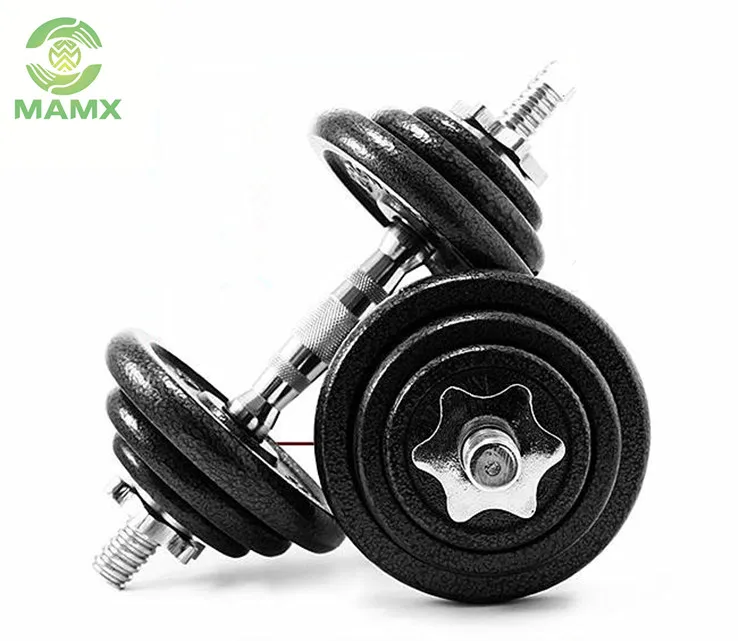 Strength Training Cast Iron Gray Black Paint Home Gym Adjustable Kilogram Dumbbell Barbell Set Gym Dumbbell