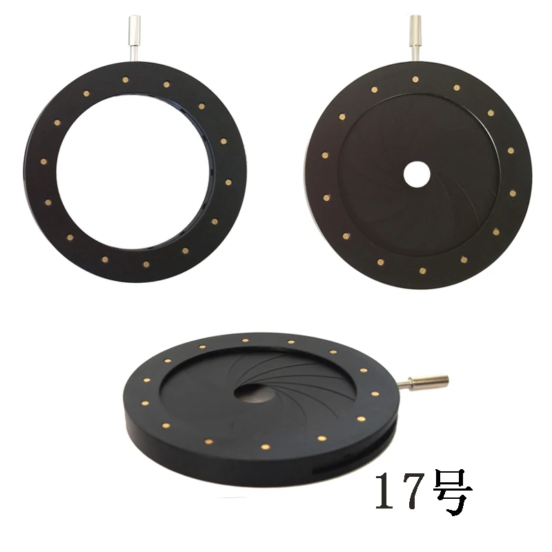 Microscope iris diaphragm with Adjustable Aperture