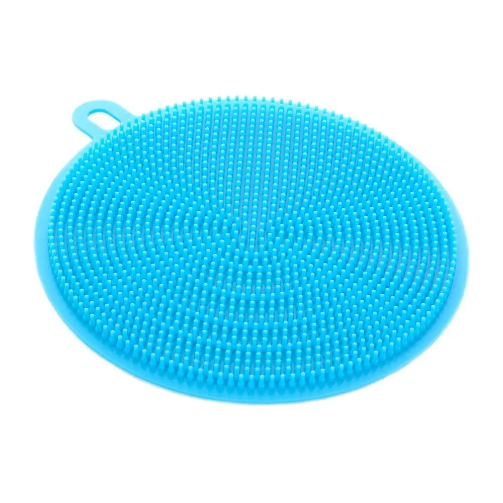 Round Shape Silicone Scrubber Dishwashing Cleaning Brush silicone sponge kitchen dish scrubber reusable