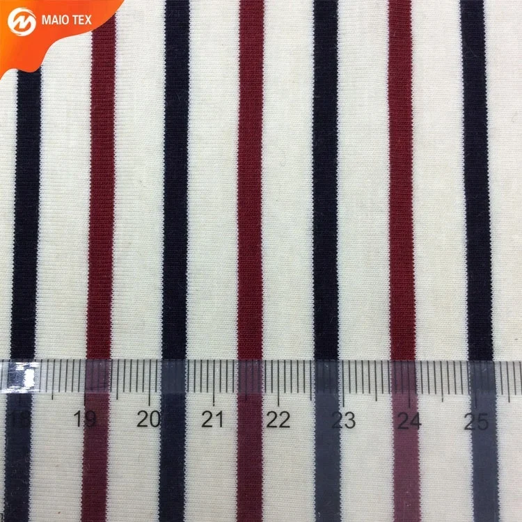 
Classic Pattern Stripe Style 30s cotton Spandex Yarn Dyed Knit Jersey Fabric for T-shirt 