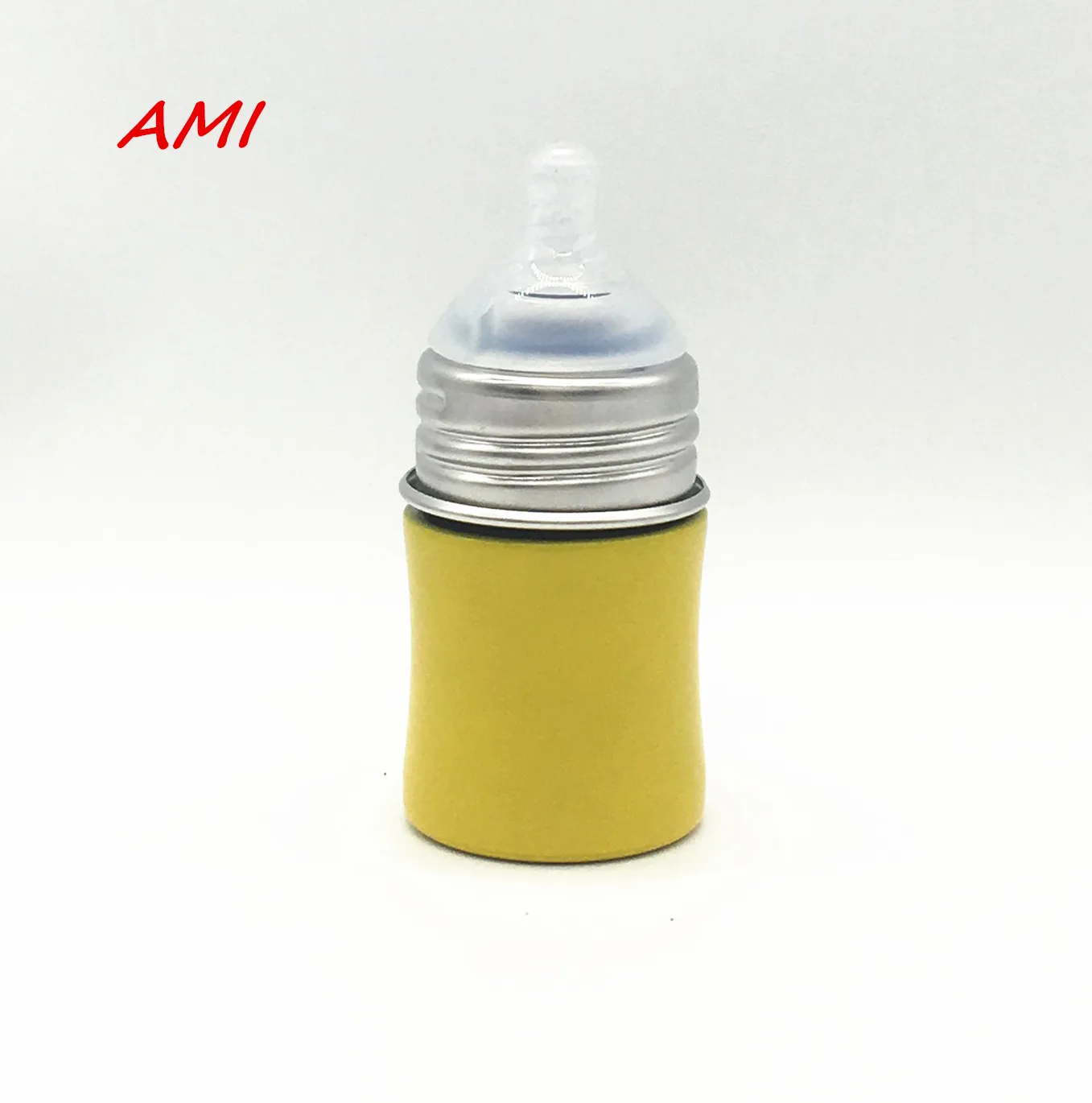Singal wall Food grade 18/8 stainless steel baby feeding bottle with silicone nipple & lid