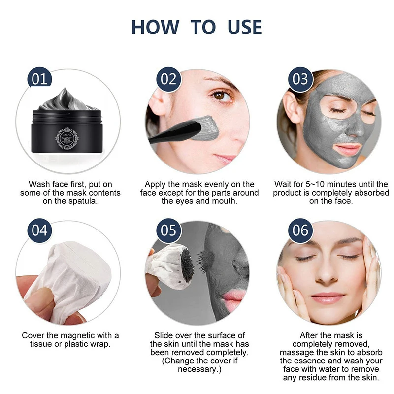 Magnetic Face Mask Mineral-Rich  Pore Cleansing Removes Skin Impurities  Magnet Mud Mask Moisturizing Anti-aging Deep Cleansing