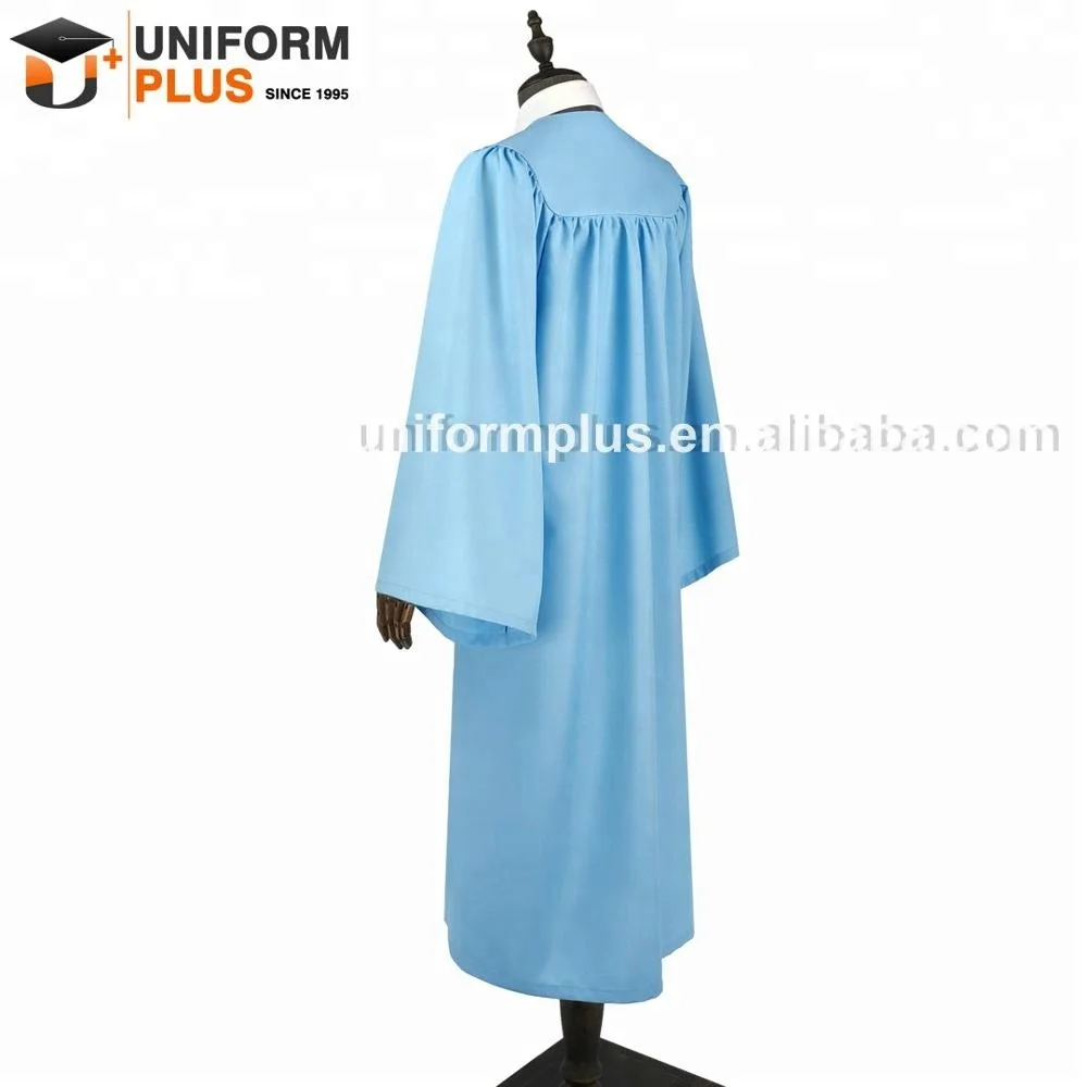 Wholesale matte fabric blue university graduation gown and uniform choir robes