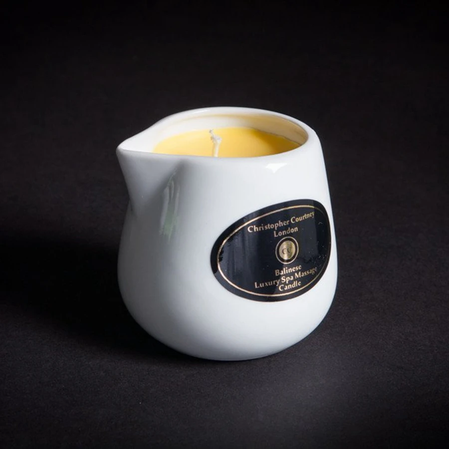 Luxury Essential Oil Massage Candle in White Ceramic Jar