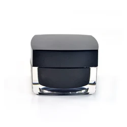 Wholesale good quality 5g 10g 15g 30g 50g square empty acrylic double wall cosmetic black cream jar with double sprial cap