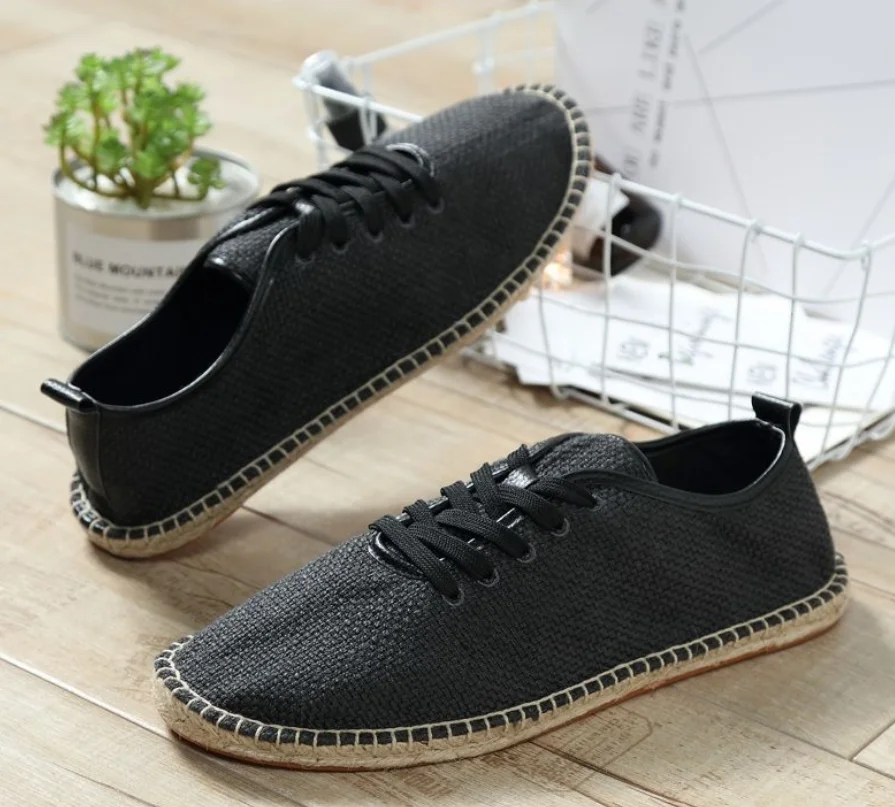 Wholesale casual men shoes factory custom hemp rope lace up espadrilles men