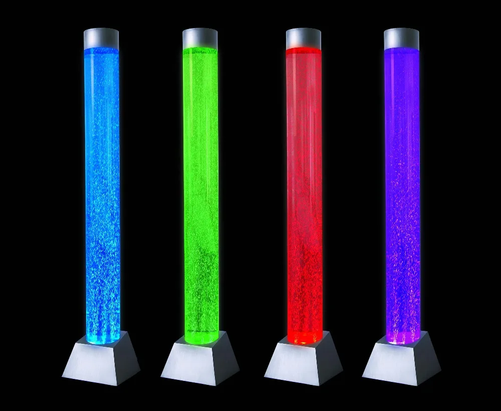 Floor standing water bubble column wall LED color changing aquarium room divider