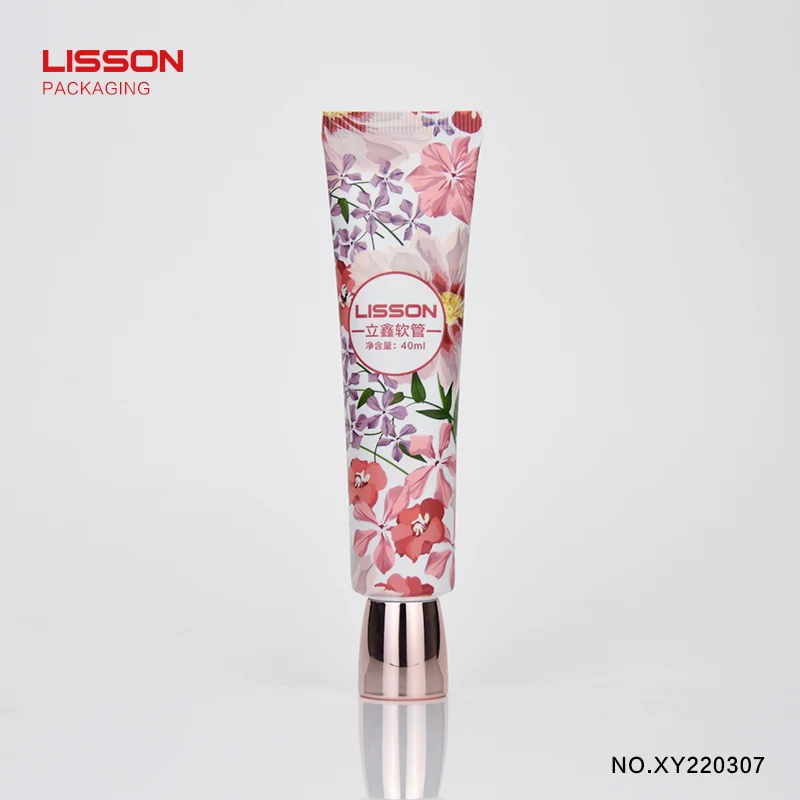 D22 Luxury eye cream cc cream foundation cosmetics packaging tube custom make with rose gold screw cap