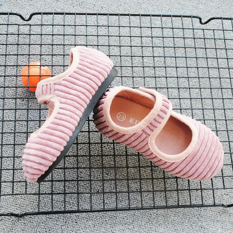 
E59-b03 Girls Beautiful Princess Corduroy Dress Shoes Soft Rubber Sole Cute Party Children Fashion Footwear 