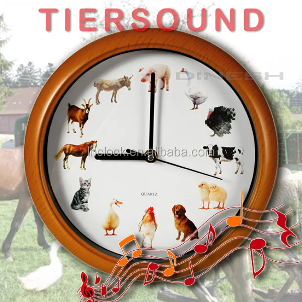 hourly music wall clock bird cat dog animal horse instrument sound wall clock