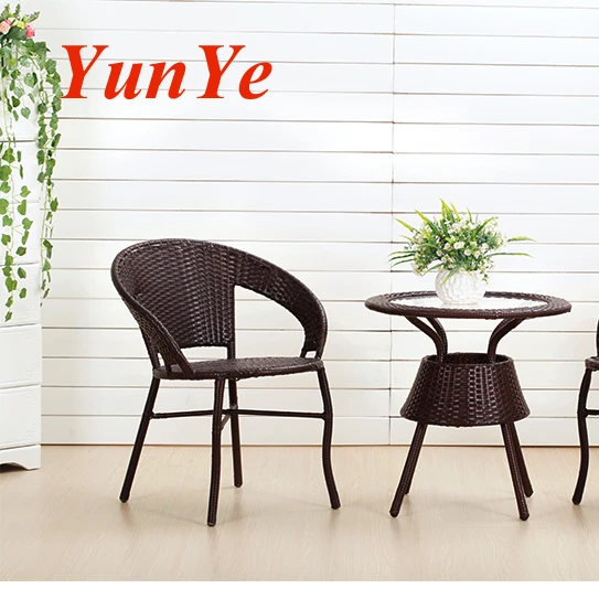 Balcony furniture of combination of desk and chair garden outdoor recreational furniture cane small cane chair