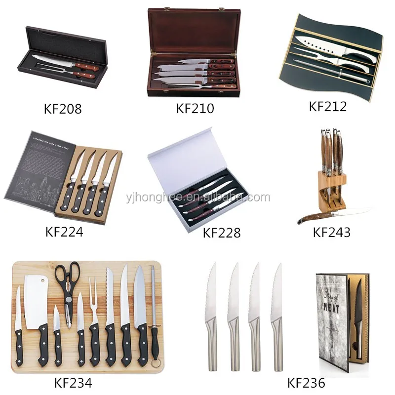 2 pieces Stainless steel wooden handle kitchen cooking knife chef knife & fork set in gift box