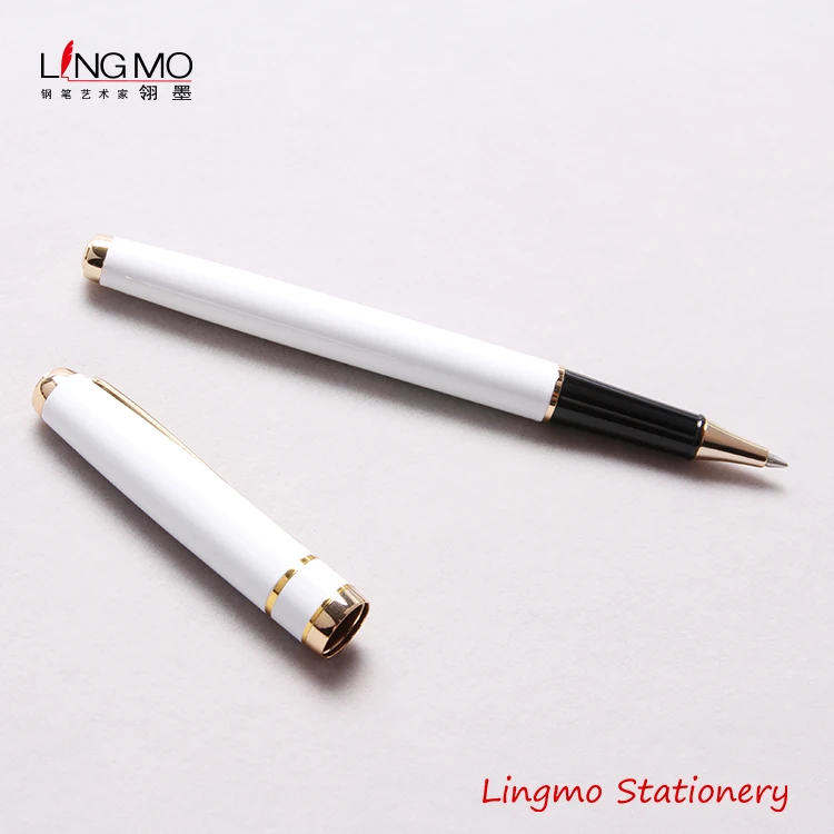 
Lingmo White Gold Color Gift Roller Pen with Custom Logo Metal Gel Pen 
