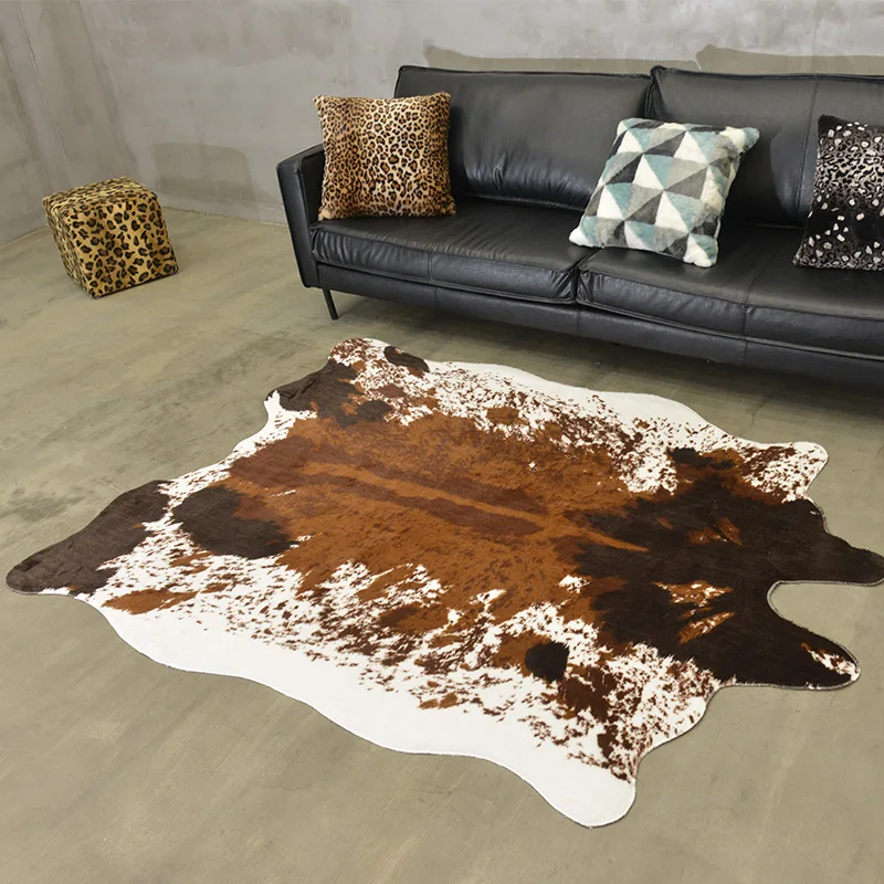 Zhejiang Artificial cowhide rugs leather carpet patchwork cow skin carpets