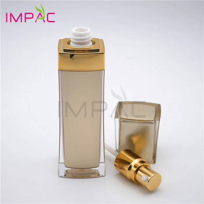 golden square skin lotion plastic fancy double wall plastic bottle 60ml