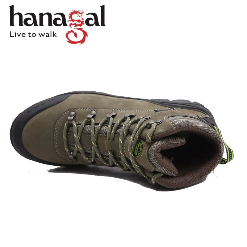 Rubber outsole genuine waterproof hiking boots technology shoes green hunting boots for men