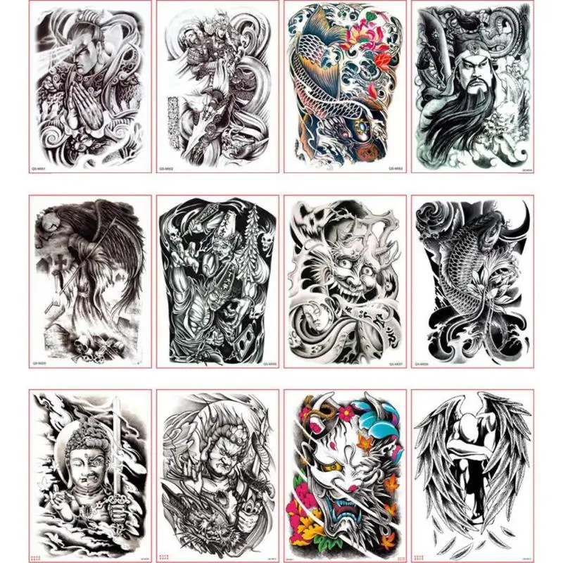 Wholesale Full Black Tattoos Men & Women Waterproof Big Temporary Tattoo Stickers