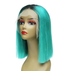 Ombre 1BVirgin Cuticle Aligned Hair Short Hair Wig Virgin Vendors Vietnam Hair Swiss Lace Front Bob Colored Wig