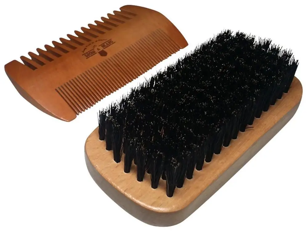 High Quality Wooden beard trimming suit,beard brush and two side beard wooden comb