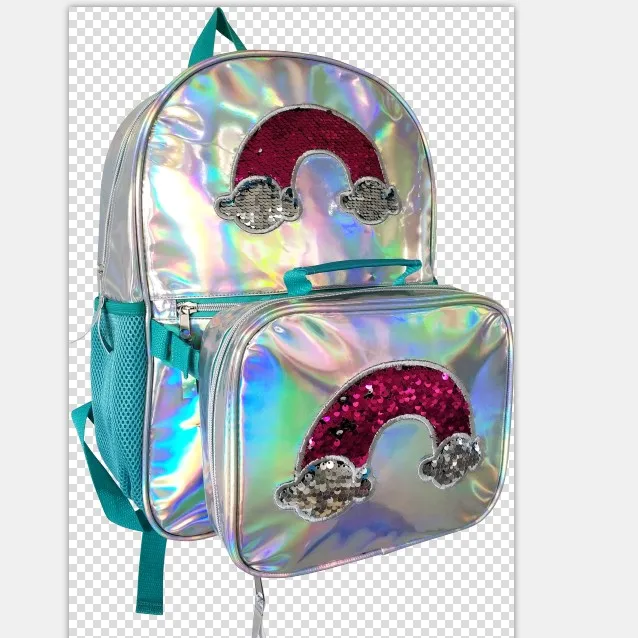 leisure backpack  cloud sequins pattern silver laser fabric yxl01 16inch