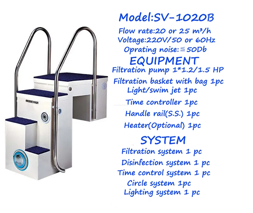 Wall-Hung Pipeless Swimming Pool Filter without Machine Room for Enhanced Swimming Pool Equipment
