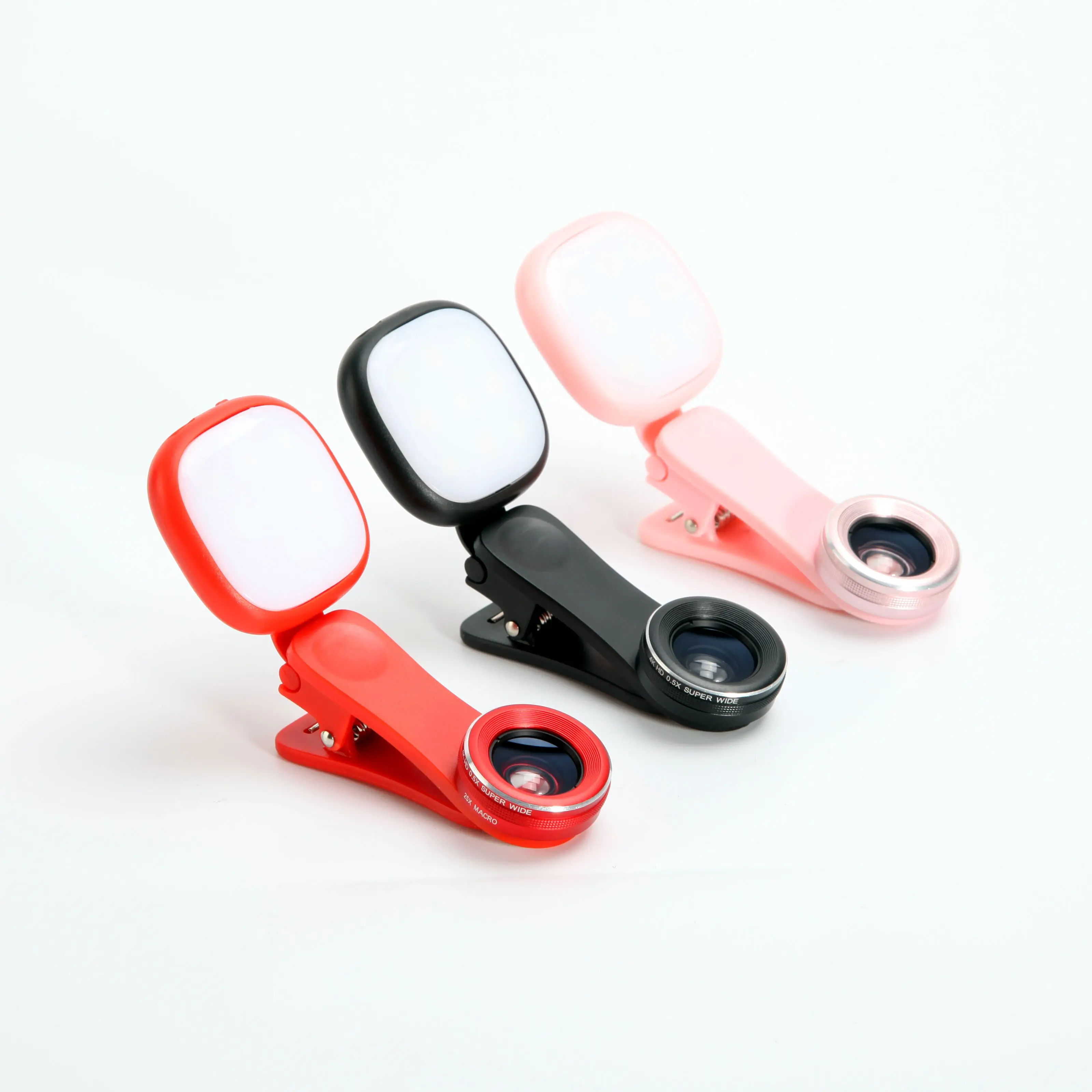 
mobile Phone Lens Universal Clip with flash light Smartphone Camera Lenses Wide Angle Macro Fish Eye for Phone 