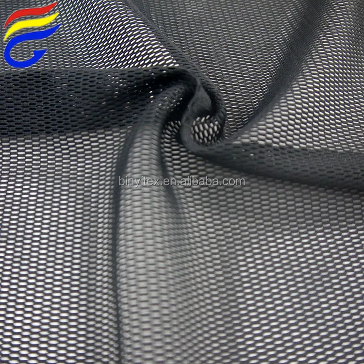 Black color 240gsm strech nylon  mesh fabric for sports shoes