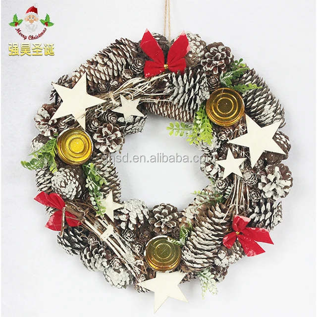 Factory wholesale Handmade Christmas Candlestick wreath Natural material 20526