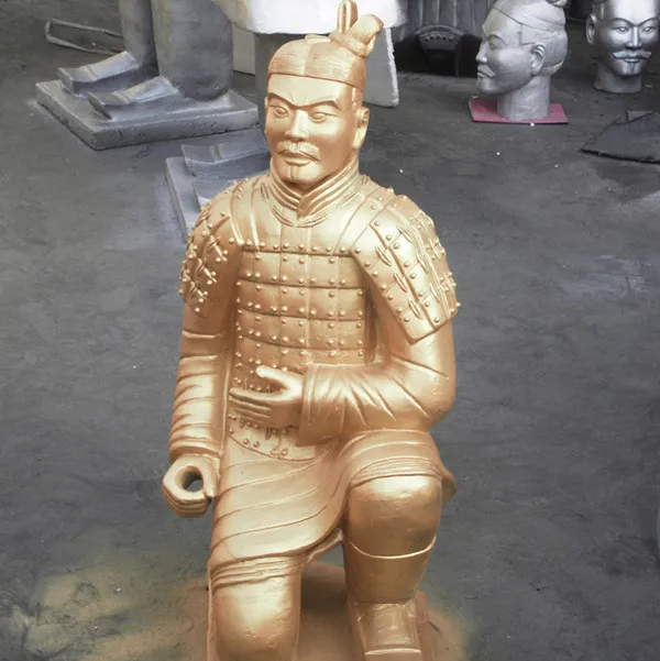 Antique Chinese Garden Bronze Kneeling Terracotta Warrior Statue Sculptures