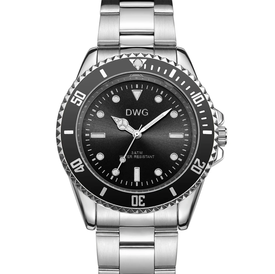Men Heavy Stainless Steel Back Quartz Wristwatches Diver Watches For Man