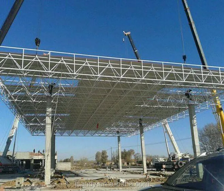 Prefabricated Gas Station Canopy with Space Frame Structure Roofing Systems