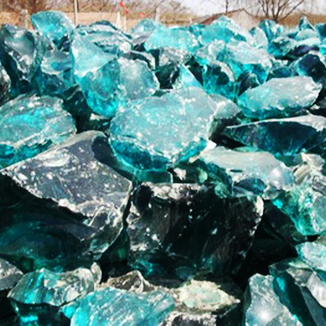 wholesale blue Glass Rocks For Garden Landscaping