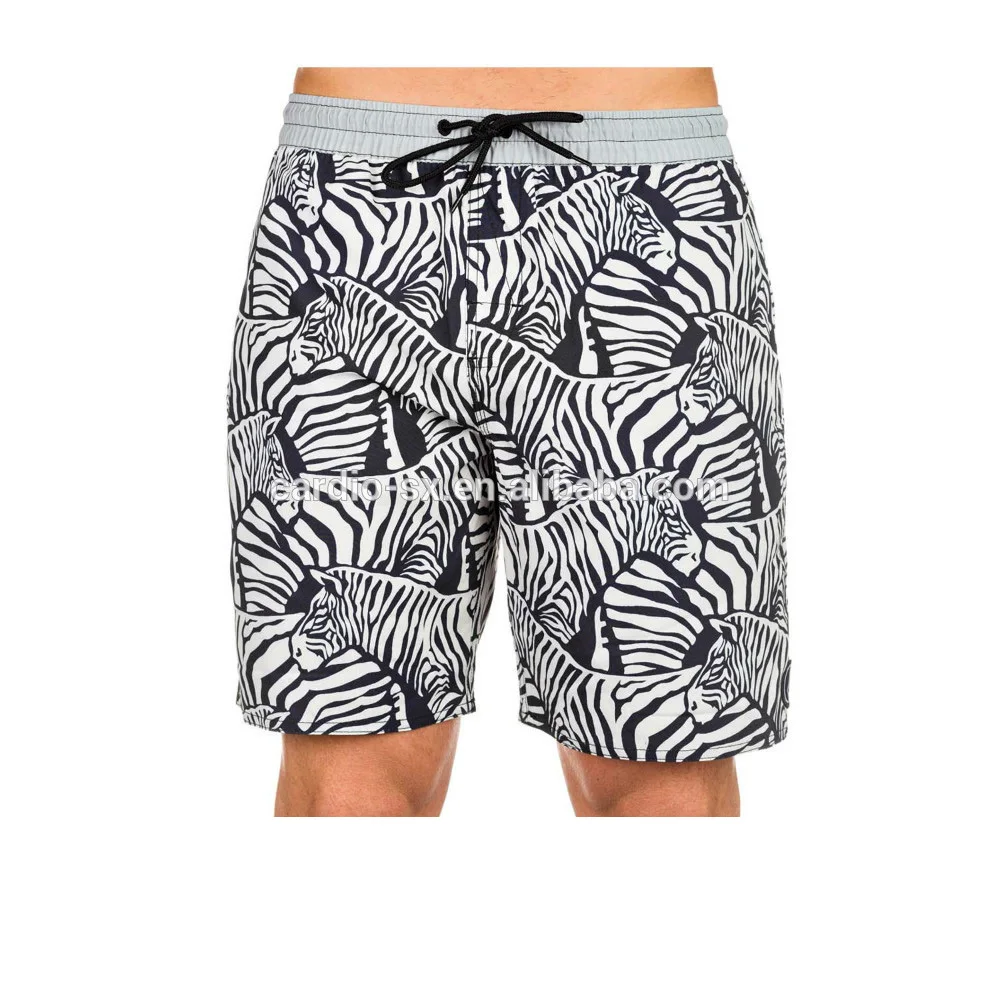 100% ripsuede polyester Zebra print mens volleyball beach sports shorts