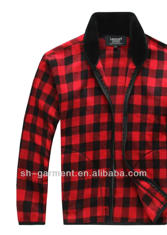 
Mens RED/BLACK printed polar fleece shirt with front zipper 