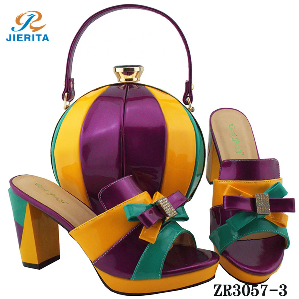 ZR3057-3 Нигерия уникальный дизайн высокого качества в итальянском стиле; Женский комплект из туфель и сумочки для