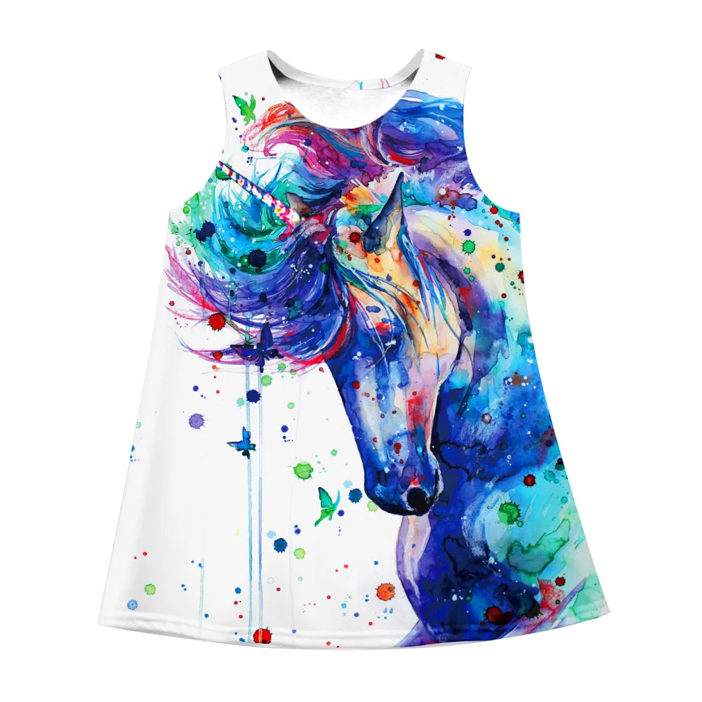 
2021 New Summer Cheap A-line Girls Sleeveless Kids Dress Wholesale Colorful Princess Dress 