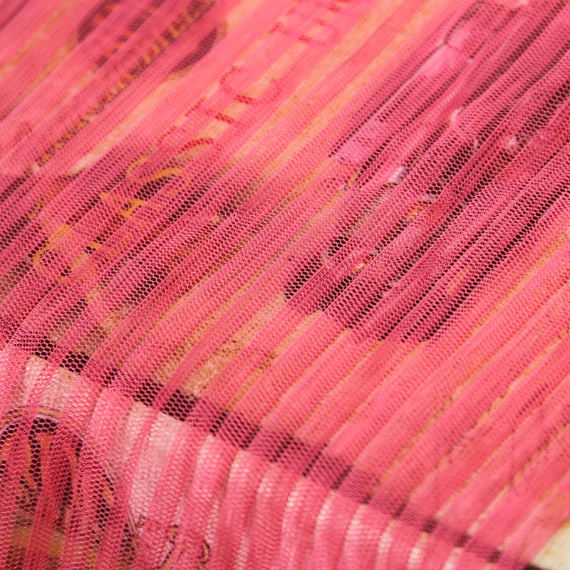 Wholesale fashion high quality  polyester multicolor optional tulle pleated mesh fabric