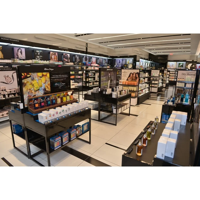 LUX Customized Modern Cosmetic Shop Interior Design Wooden Paint Furniture For Make