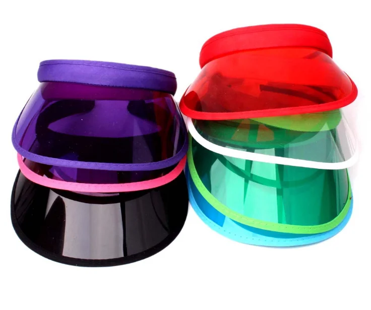 Promotion Cheap Summer Customized Plastic Transparent Sun Visor Hat PVC Plastic Sun Visor Cap For UV Protection